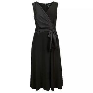 Ralph Lauren Black Faux Wrap Cocktail Midi Dress size 0